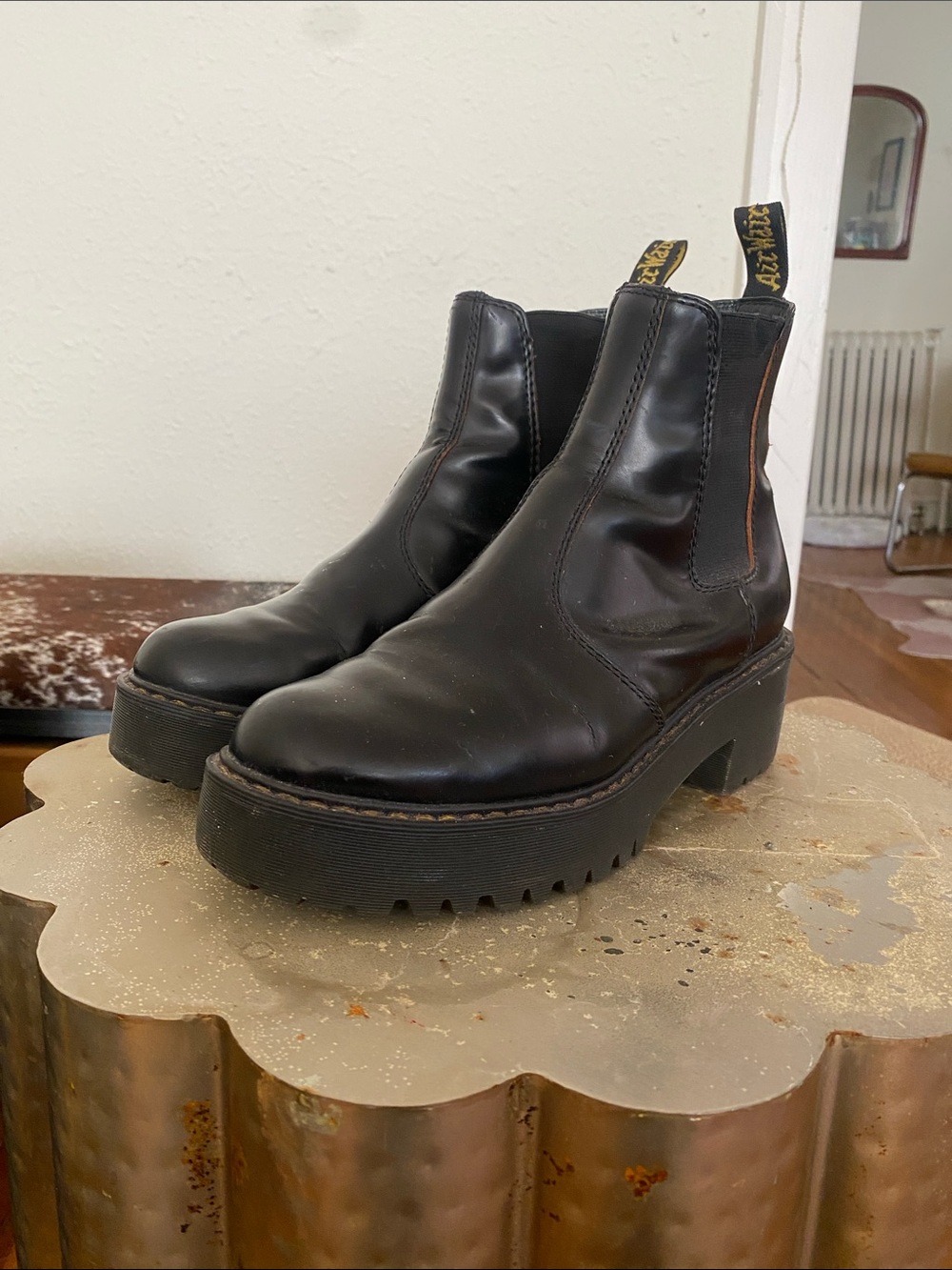 Dr. Martens Black Leather Platform Chelsea Booties